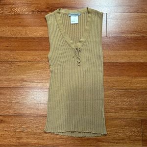 Rene Lezard Tank Top / Sleeveless top. - Tan - Small